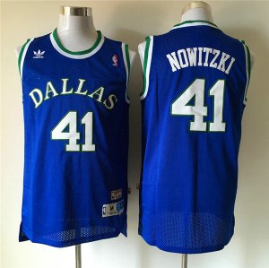 Maillot De Basket Dallas Mavericks Dirk Nowitzki 41 Engrener New Show Bleu